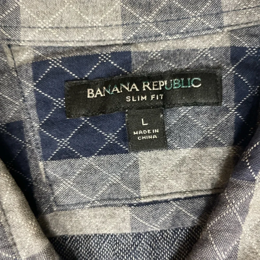 Banana Republic Plaid Check Button Down Shirt with Quilted Detail